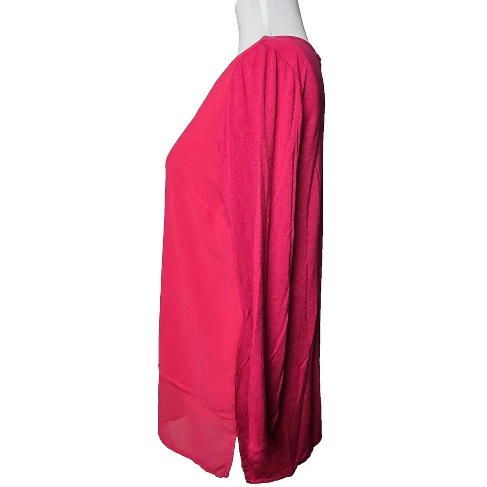 MK Michael Kors Rose Red Contrast Blouse Medium - Picture 4 of 6